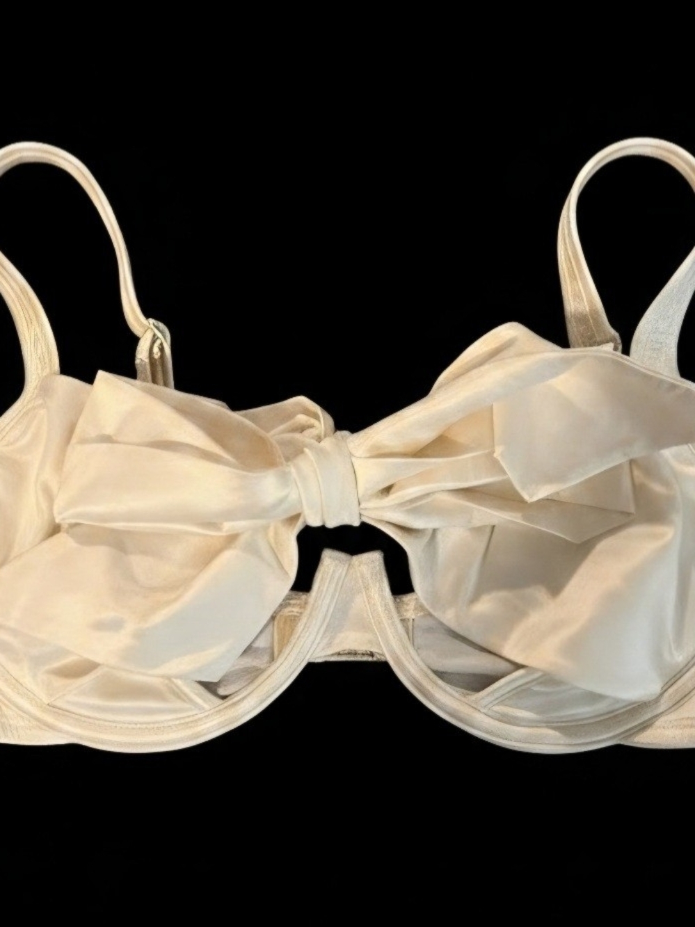Adore Me Satin Bow Underwire Bra in Cream